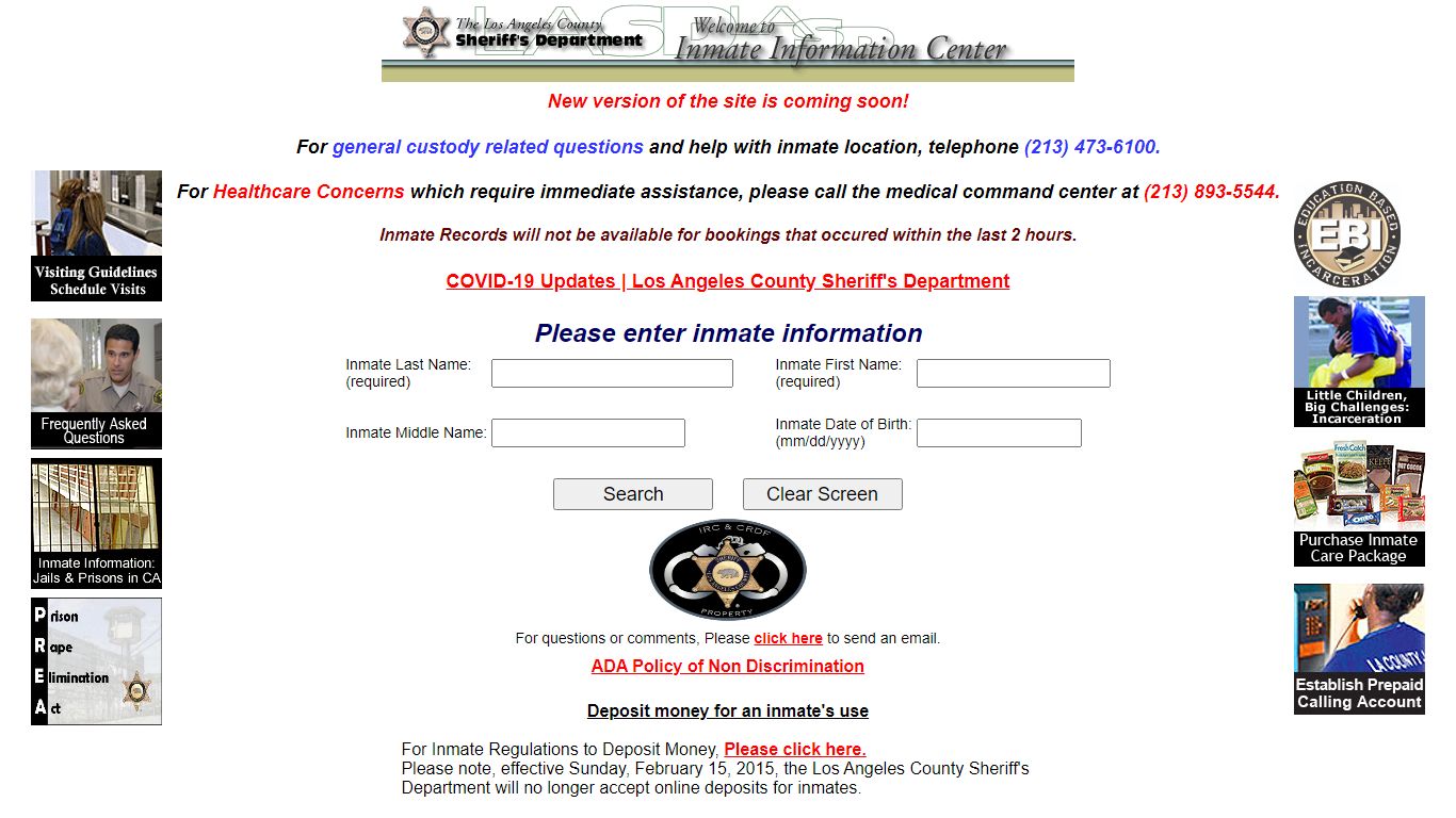 LASD Inmate Information Center - Inmate Search