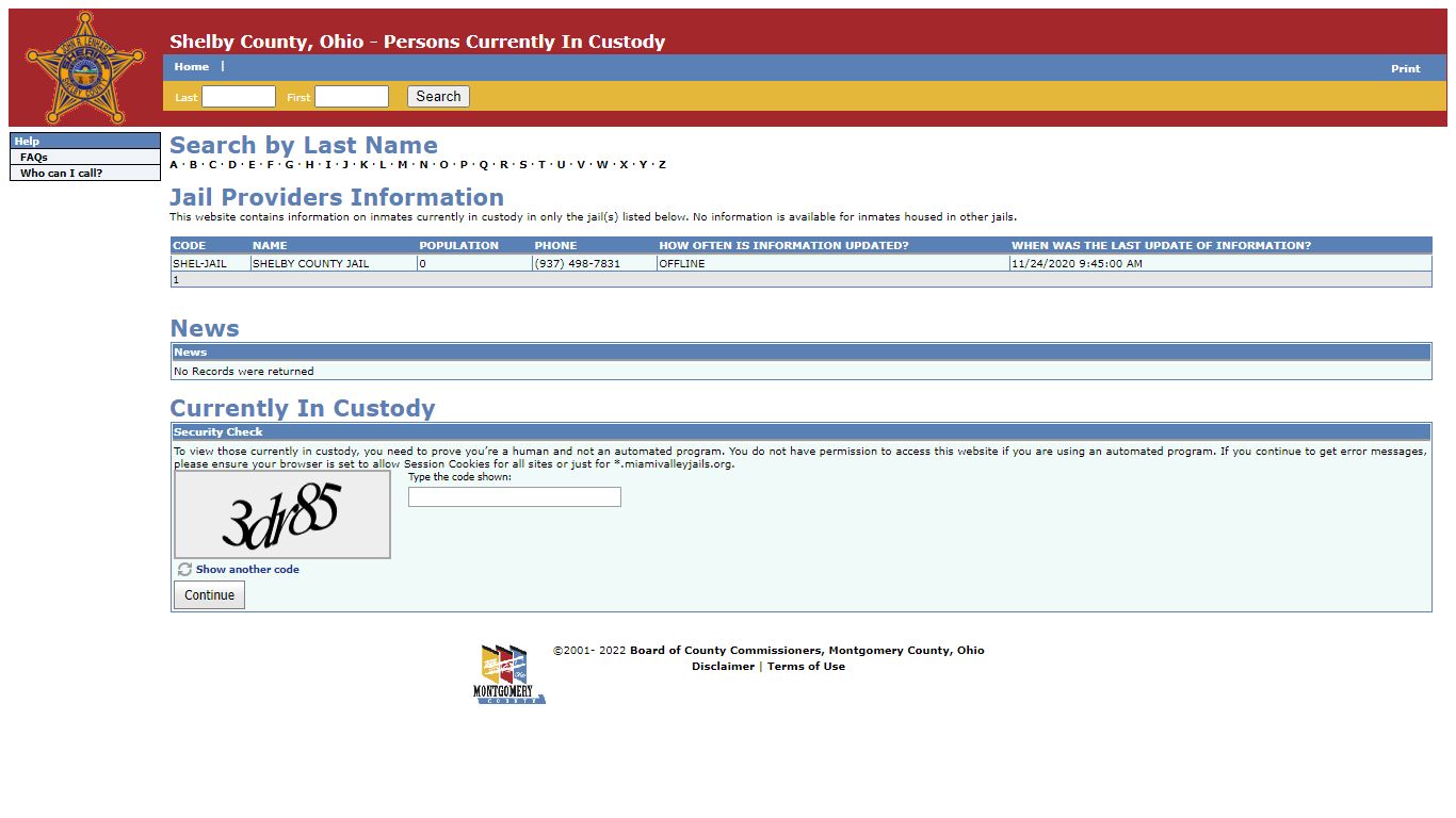 Shelby County, Ohio - Persons Currently In Custody